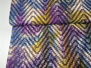Poplin - unik batik i lilla med zig zag